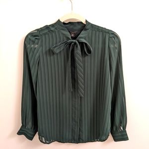 Ann Taylor Green Blouse with Bow Tie